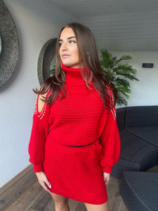 The Merry Jumper Dress - Red