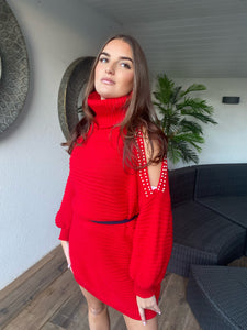 The Merry Jumper Dress - Red
